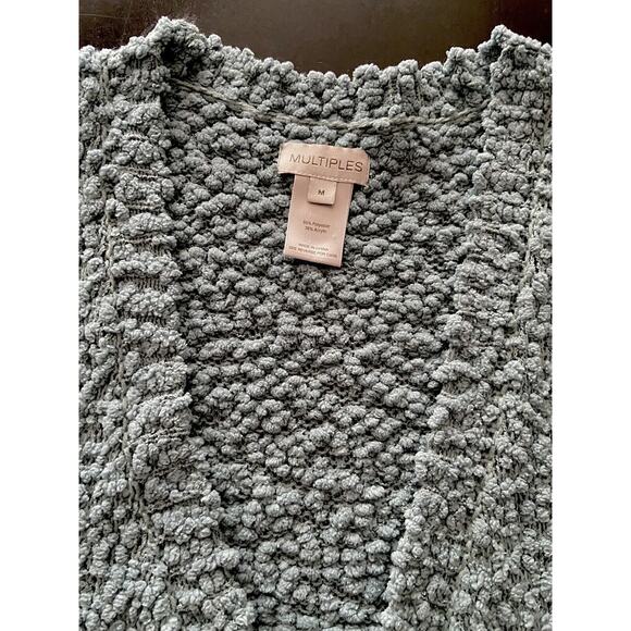 MULTIPLES Long Blue/Green Sherpa Sweater Vest sz M - Picture 7 of 8